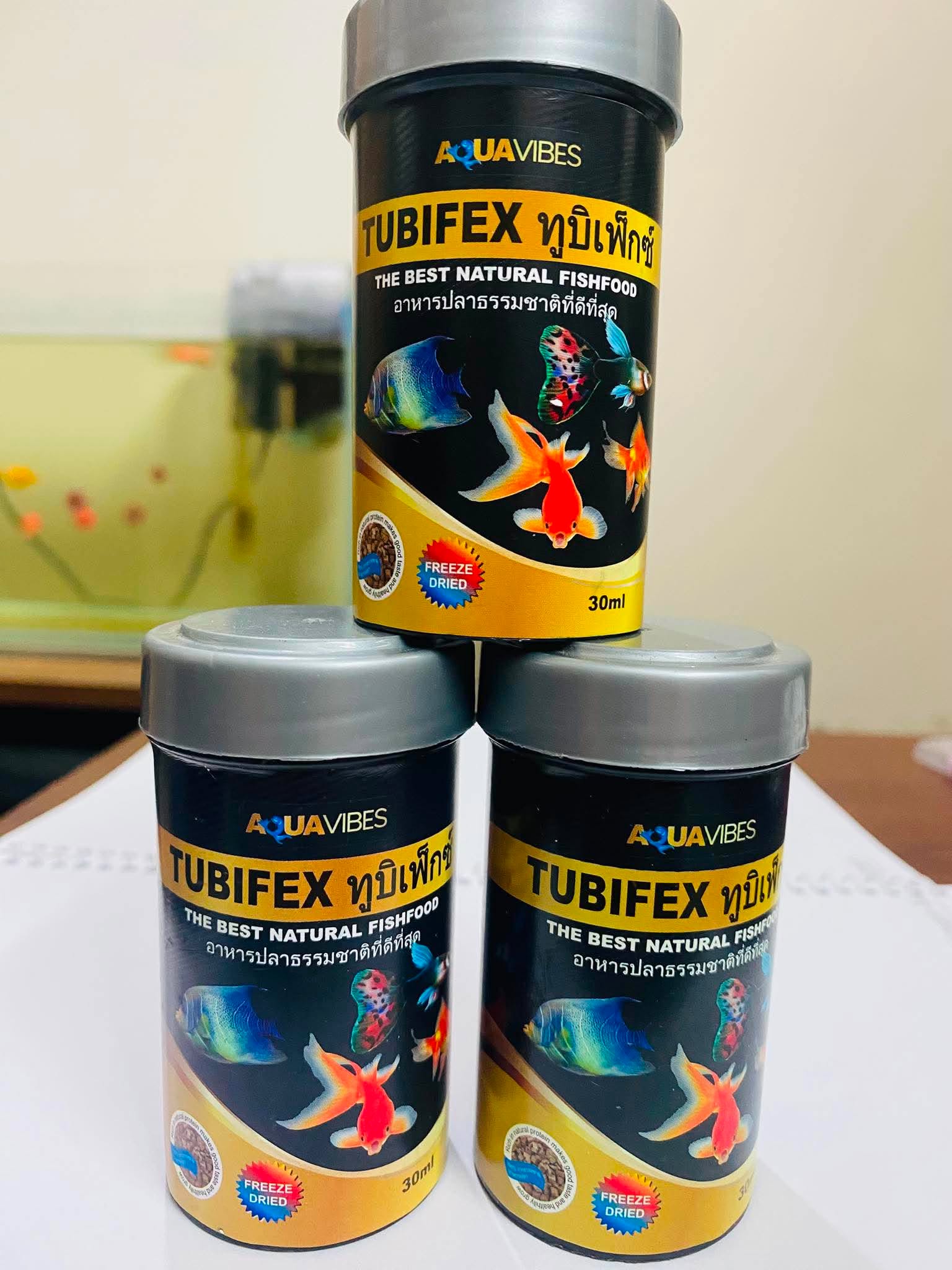 AQUAVIBES TUBIFEX — Freeze-Dried Fish Food (30ml) - Image 4